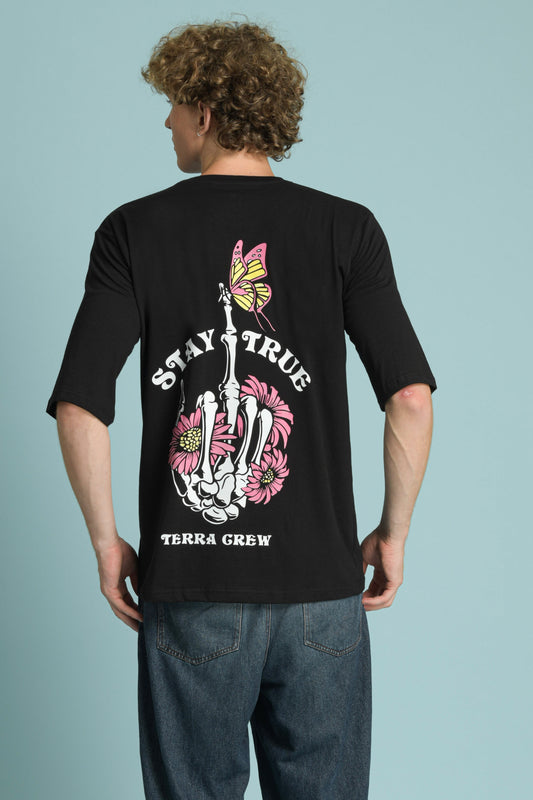STAY TRUE PRINTED OVERSIZED T-SHIRT